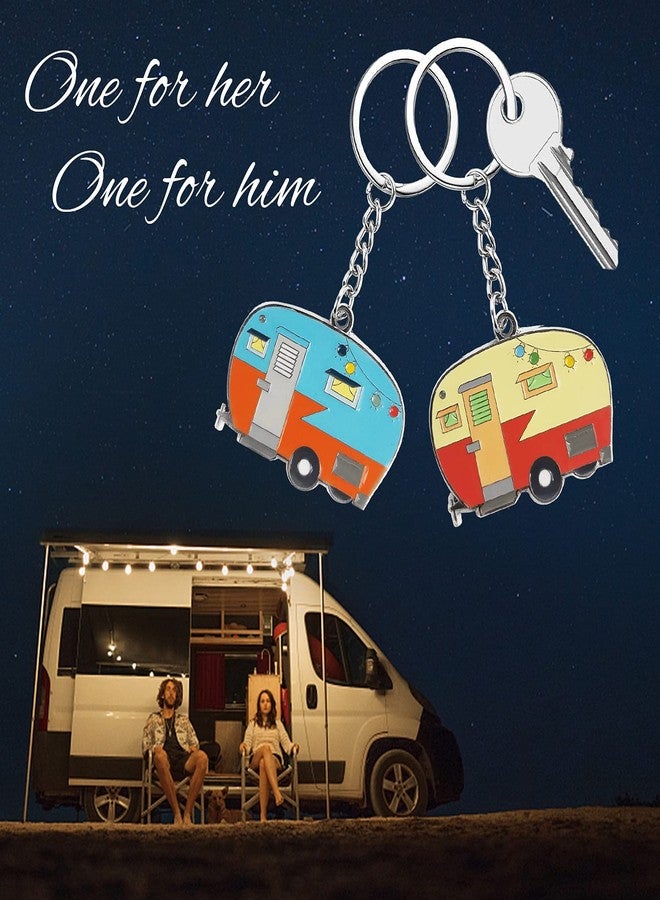 Haigoo Camper Keychain Happy RV Keychain Set for Men Women Teenager Camper Lover Travel Trailers Vacation Couples Jewelry Gift Camping Accessories 2 Pack - Image 3